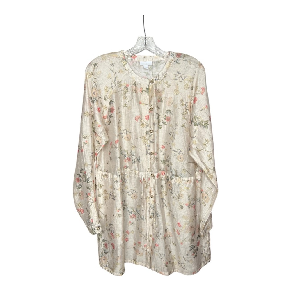 J. Jill Women’s Floral Sheer Linen-Blend Tunic SZ M
